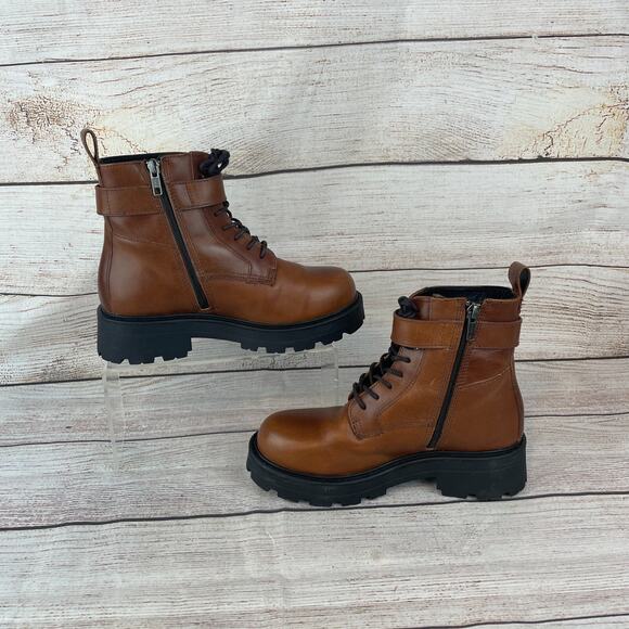 Vagabond Shoemakers Cosmo 2.0 Womens Sz 37 (US 7) Boots Brown Leather Lug Sole - Picture 2 of 9